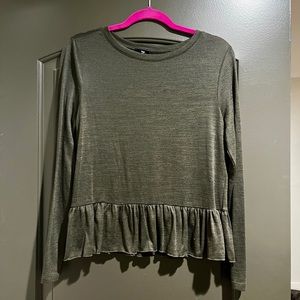 GAP Olive Green Long Sleeve Peplum Top